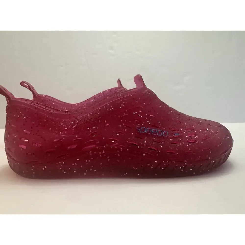 Speedo Exsqueeze Me Red Glitter Jelly Water Shoes Kids XL 11 12